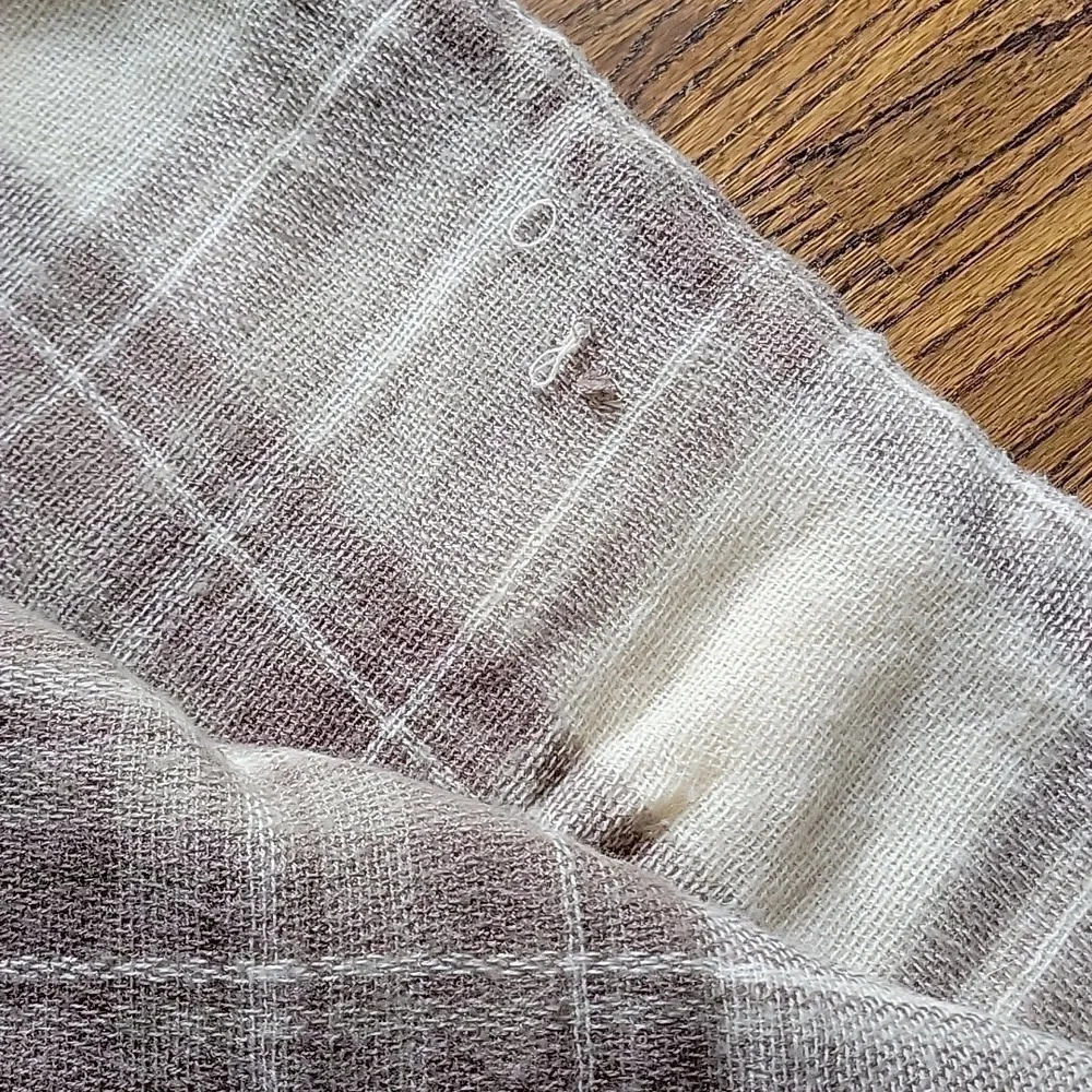Blanket Plaid Cream Tan Fringe Soft Square Shawl Throw Wool Feels Scarf 57
